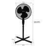 Ventilateur de pied - OCEANIC - 45 W - Ø 41 cm - 3 vitesses - Oscillant - Inc...