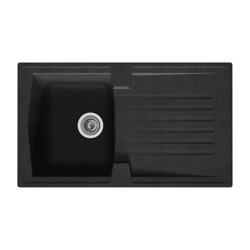 STRADOUR Evier cuisine a encastrer 1 bac + 1 égouttoir Arena - Résine - 86 x ...