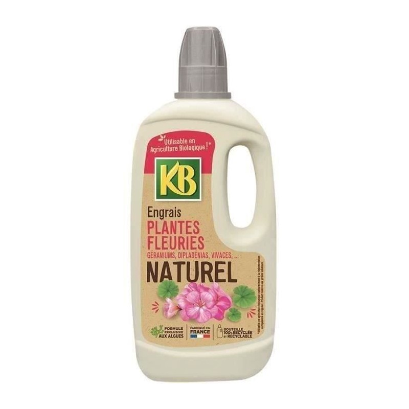 Engrais Naturel Plantes Fleuries : Géraniums, Dipladénias, Vivaces, ... 1L