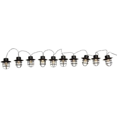 Guirlande lumineuse solaire - LUMISKY - DETROIT - 4 m - Abat jour style indus...