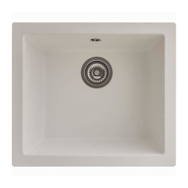 Evier en résine - Blanc uni - a encastrer ou sous plan - STRADOUR - 1 cuve 50...