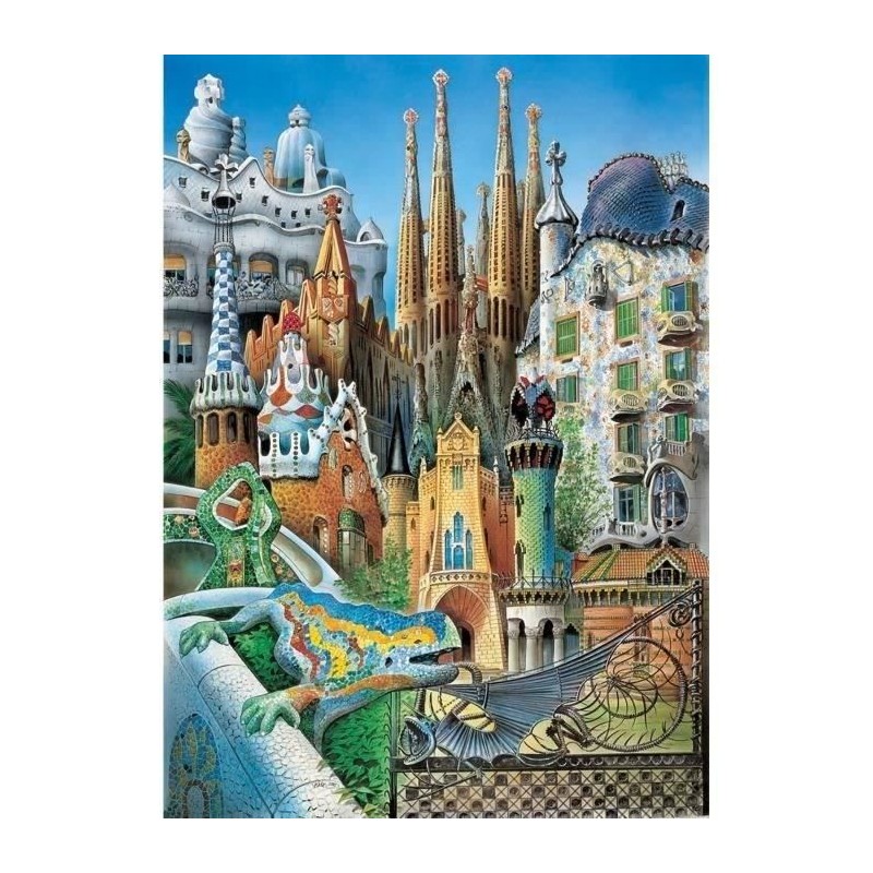 Puzzle 1000 pieces COLLAGE GAUDI - EDUCA - Architecture et monument - Espagne