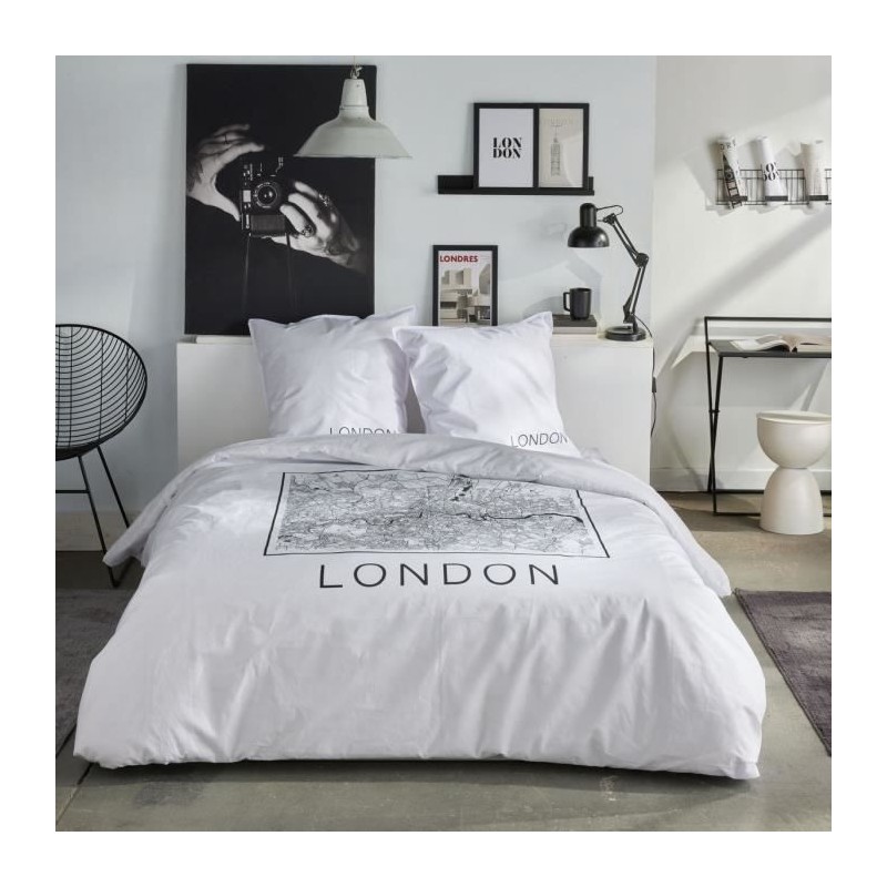 Parure de lit - TODAY - JAVA - 2 personnes - 240x220 cm - Coton - Imprimé Lon...