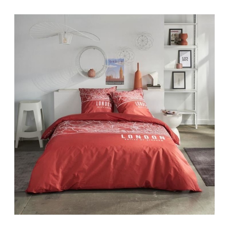 Parure de lit - TODAY - JAVA - 2 personnes - 240x220 cm - Coton - Imprimé Lon...