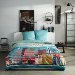 Parure de lit - TODAY - JAVA - 2 personnes - 240x220 cm - Coton - Imprimé Tok...