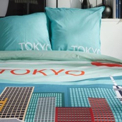 Parure de lit - TODAY - JAVA - 2 personnes - 240x220 cm - Coton - Imprimé Tok...