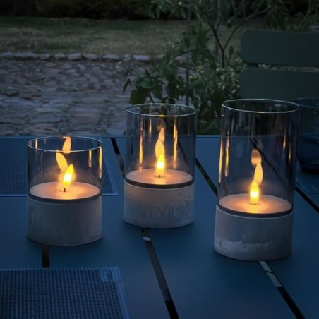 Lot 3 Lampes a poser LED BOUGIE BRILLIANT  - 2500K - Plastique et verre - Gri...