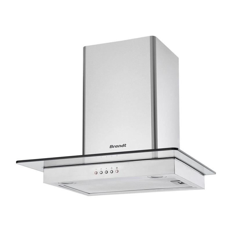 Hotte décorative murale BRANDT BHB1644IX - 60cm - Evacuation & recyclage - In...
