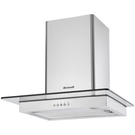 Hotte décorative murale BRANDT BHB1644IX - 60cm - Evacuation & recyclage - In...