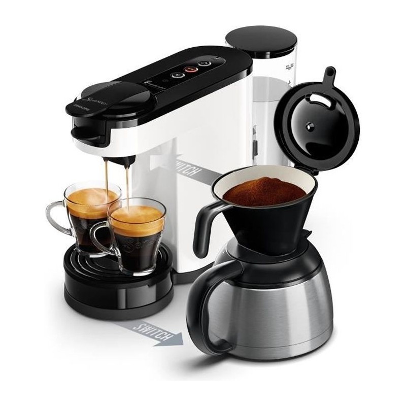 Cafetiere a dosette - PHILIPS - Senseo - HD6592 - Switch 2-1 blanc