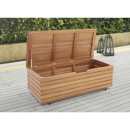 Coffre de rangement jardin en bois exotique d'eucalyptus FSC - 190 L - 48,5 x...