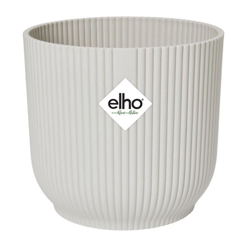 ELHO Pot de fleurs Rond VIBES - Plastique - Ø25xH 23.0 cm - Blanc/Blanc soie