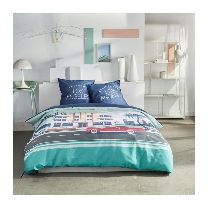 Parure de lit - TODAY - JAVA - 2 personnes - 240x220 cm - Coton - Imprimé Los...