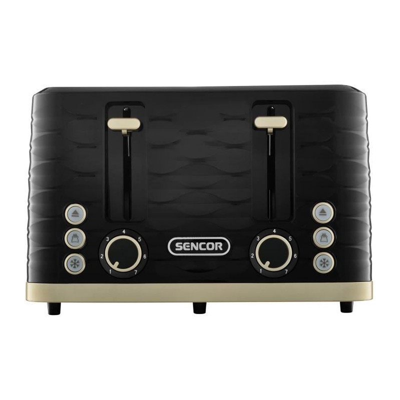 Grille-pain - SENCOR - STS 7551BK - 1600 W - 4 fentes - Noir / or