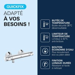 Mitigeur thermostatique douche GROHE Precision Flow - Montage mural - Protect...