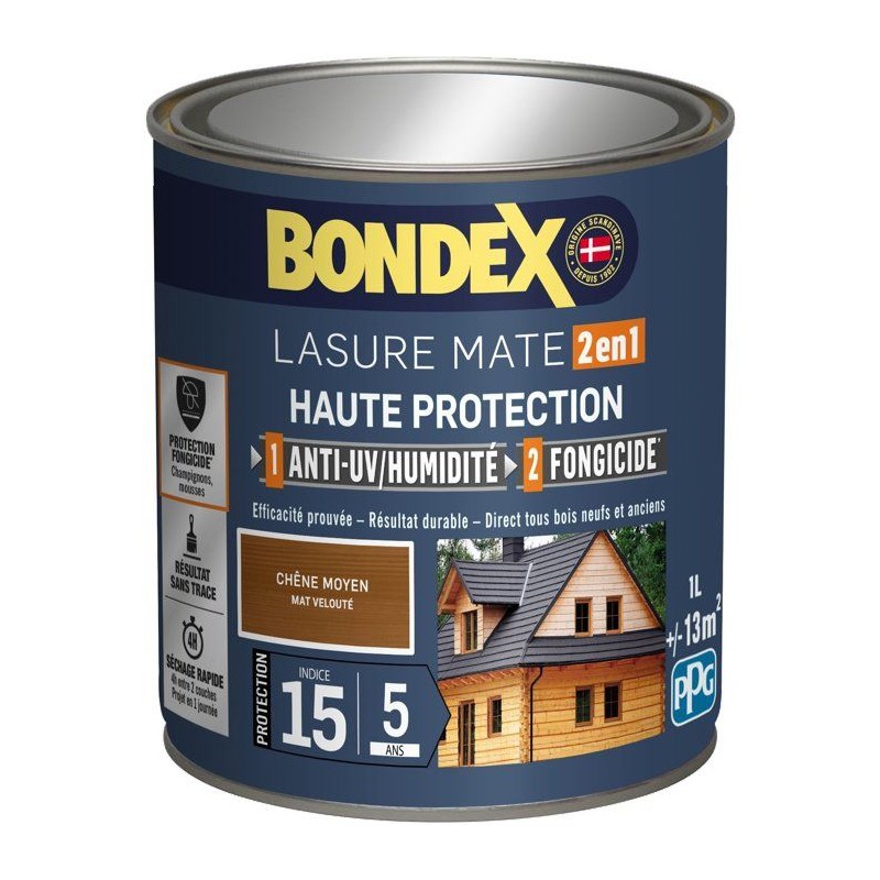 BONDEX Lasure 2 en 1 Satin Haute Protection 5 ans - Chene moyen
