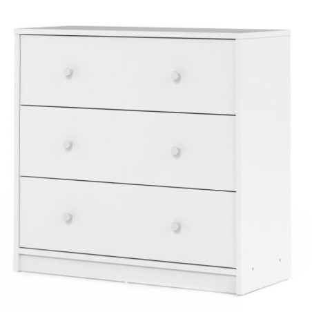 Commode de chambre - OREGON - 3 tiroirs - décor blanc - L 72,4 x P 30,1 x H 6...