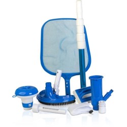 GRE - Kit nettoyage piscine 6 accessoires - Brosse, épuisette, manche, thermo...