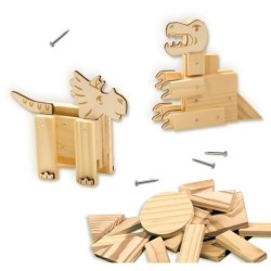 Kit de menuiserie - SES CREATIVE - Dinosaures - Avec clous et colle