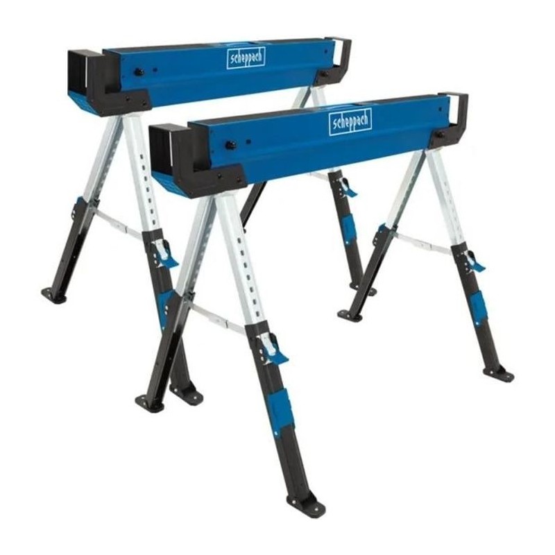 Lot de 2 Tréteaux de chantier en acier SCHEPPACH MWB600 - 820mm - 600kg par t...
