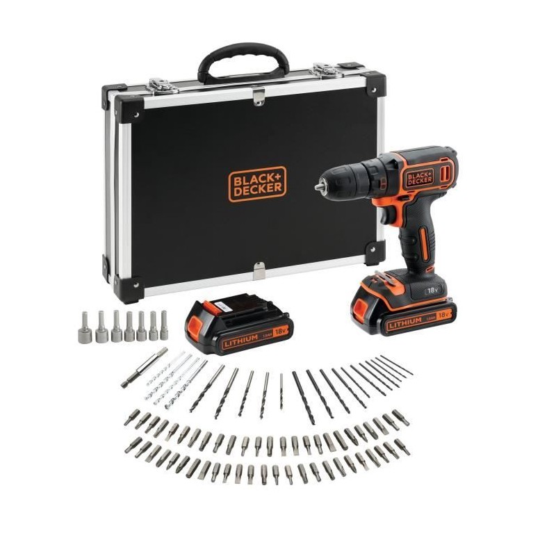Kit perceuse visseuse sans fil - 18V - BLACK+DECKER - BDCDC18BAFC-QW - 2 batt...