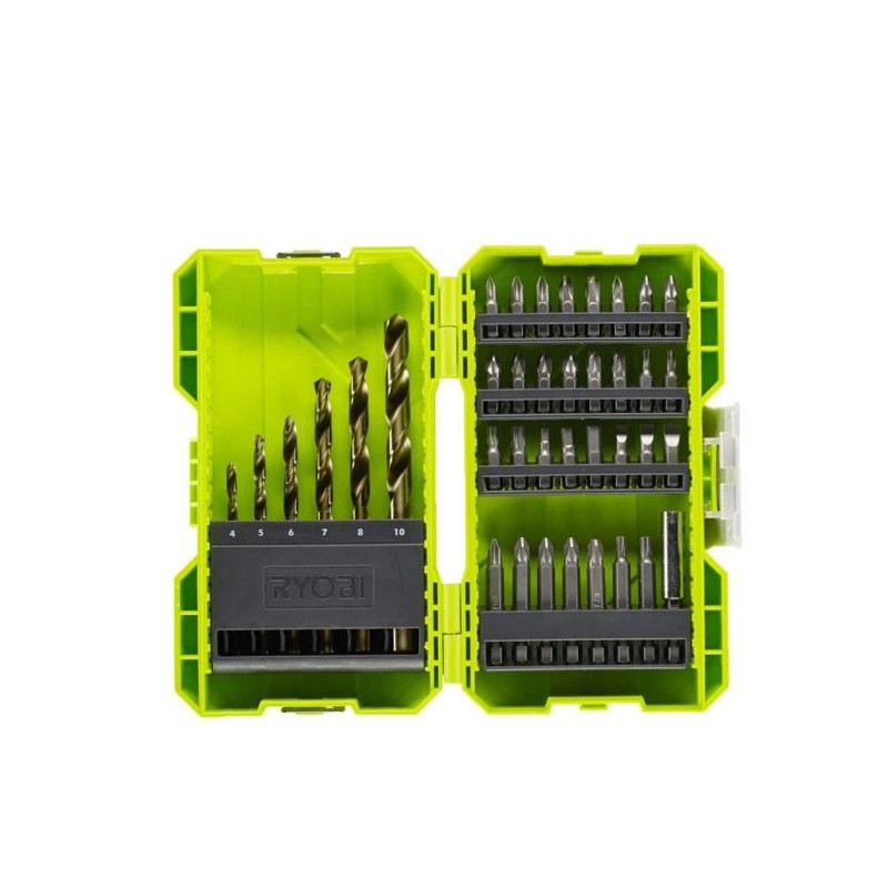 RYOBI - Coffret empilable 38 accessoires mixtes perçage - vissage : 6 forets ...