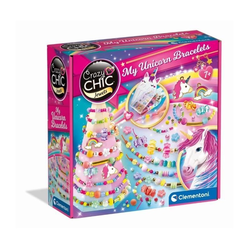 Clementoni - Crazy Chic - Coffret créatif Licorne - Créer tes bracelets en pe...