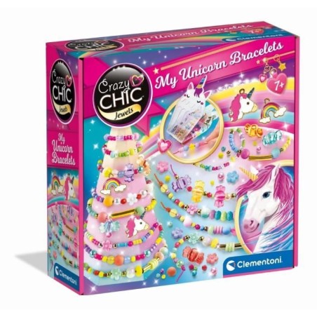 Clementoni - Crazy Chic - Coffret créatif Licorne - Créer tes bracelets en pe...
