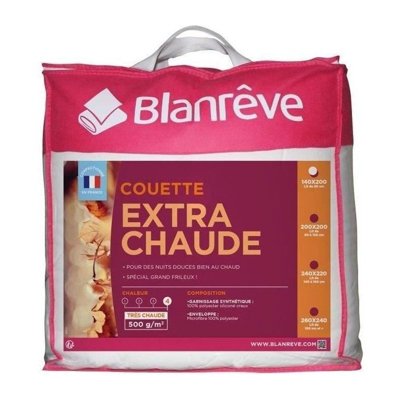 BLANREVE Couette extra chaude en microfibre - 140 x 200 cm - Blanc