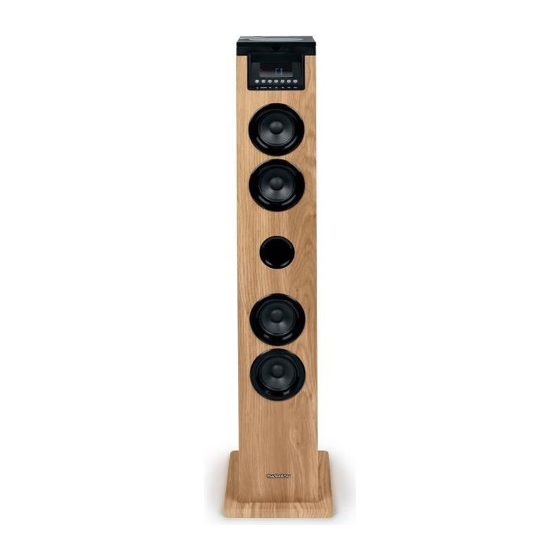 Tour haut-parleur - THOMSON - Noir/Bois - Bluetooth/CD/USB/SD, 60W, Radio FM,...