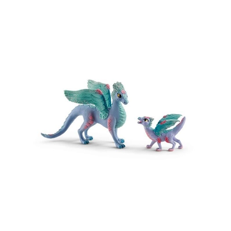 Figurines Dragon Fleuri avec son petit, Coffret Schleich 70592 Bayala, Des 5 ans