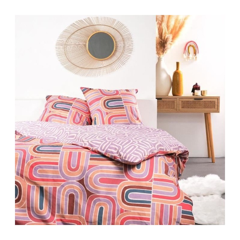 Parure de lit - TODAY - Sunshine - 2 personnes - 260x240cm - Coton - Rose