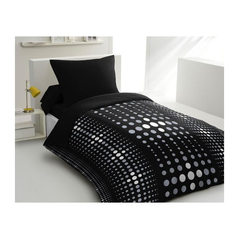 Parure de couette microfibre Steevy - 1 housse de couette 140x200 cm + 1 taie...