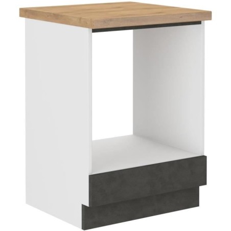 Meuble bas pour four encastrable avec plan de travail - Gris mat - L 60 x P ...
