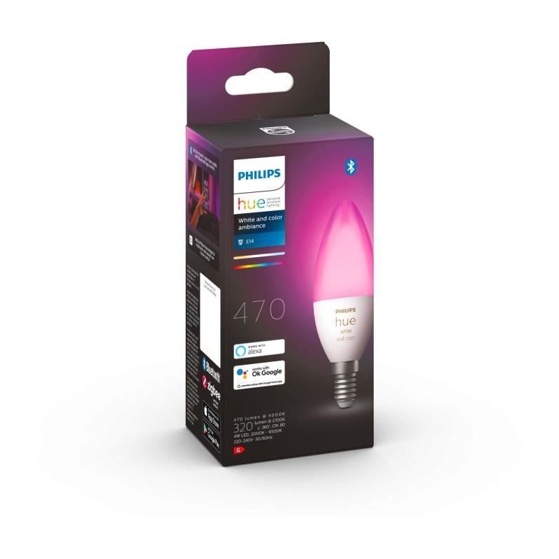 Ampoules connectées Philips Hue White and color flamme E14