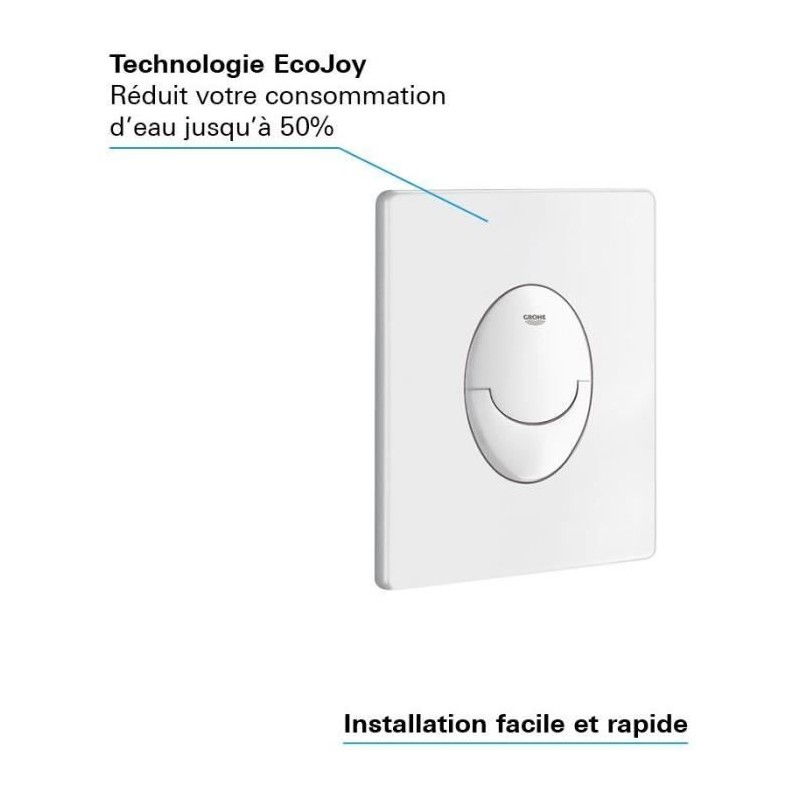 Plaque de commande Start - GROHE - Blanc alpin - 2 débits - Déclenchement pne...