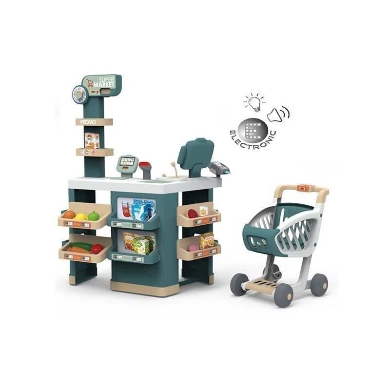 SMOBY - Marchande - Supermarché avec coin fruits et légumes- 42 accessoires i...