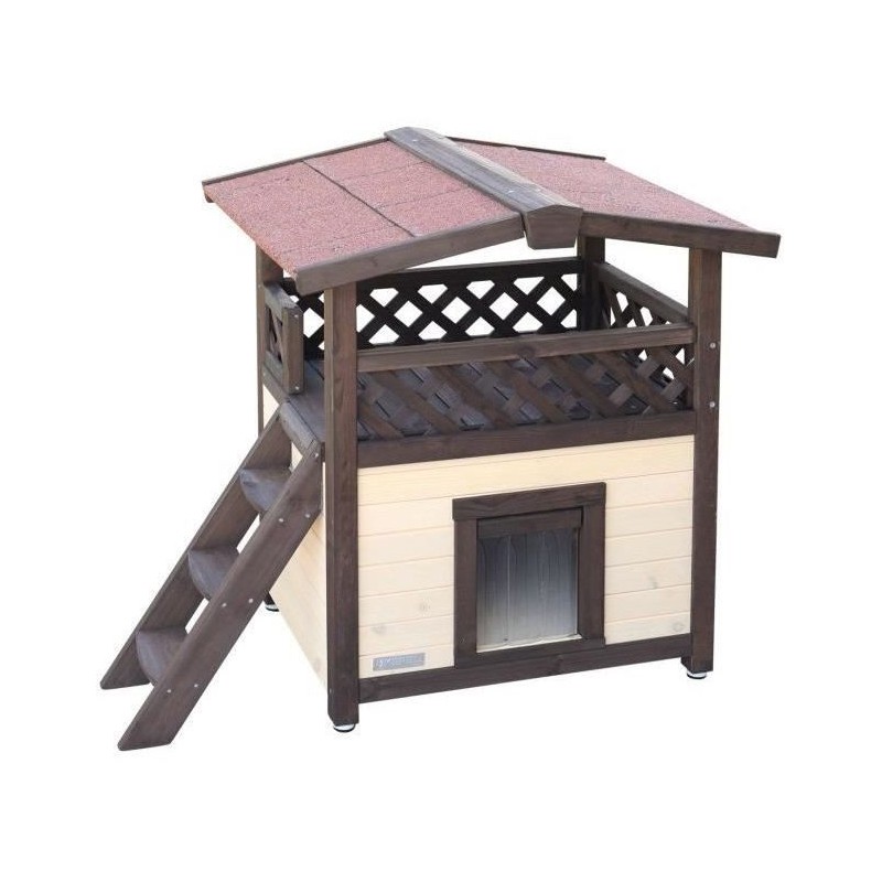 Maison pour chat extérieure 88 x 57 x 77 cm - KERBL - 4-Seasons Deluxe - Espa...