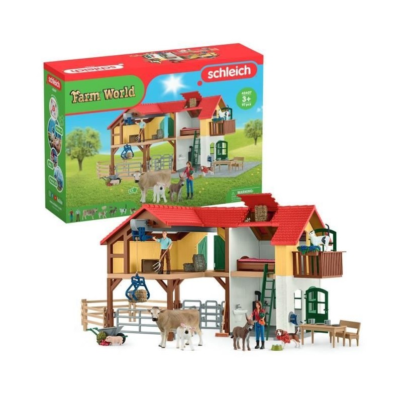 Ferme avec étable et animaux, coffret de 97 pieces avec figurines, Schleich 4...
