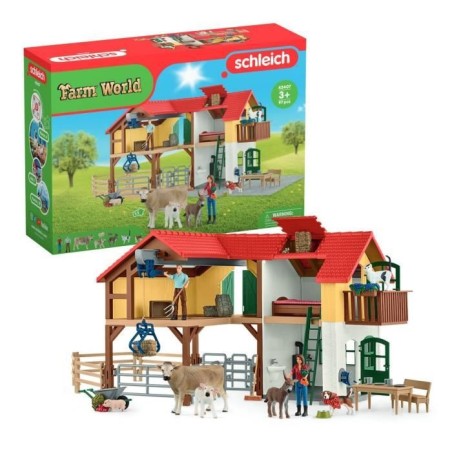 Ferme avec étable et animaux, coffret de 97 pieces avec figurines, Schleich 4...