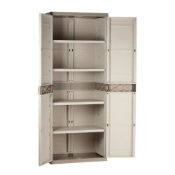 Armoire haute de rangement en résine - PLASTIKEN - TITANIUM - 4 étageres - Be...
