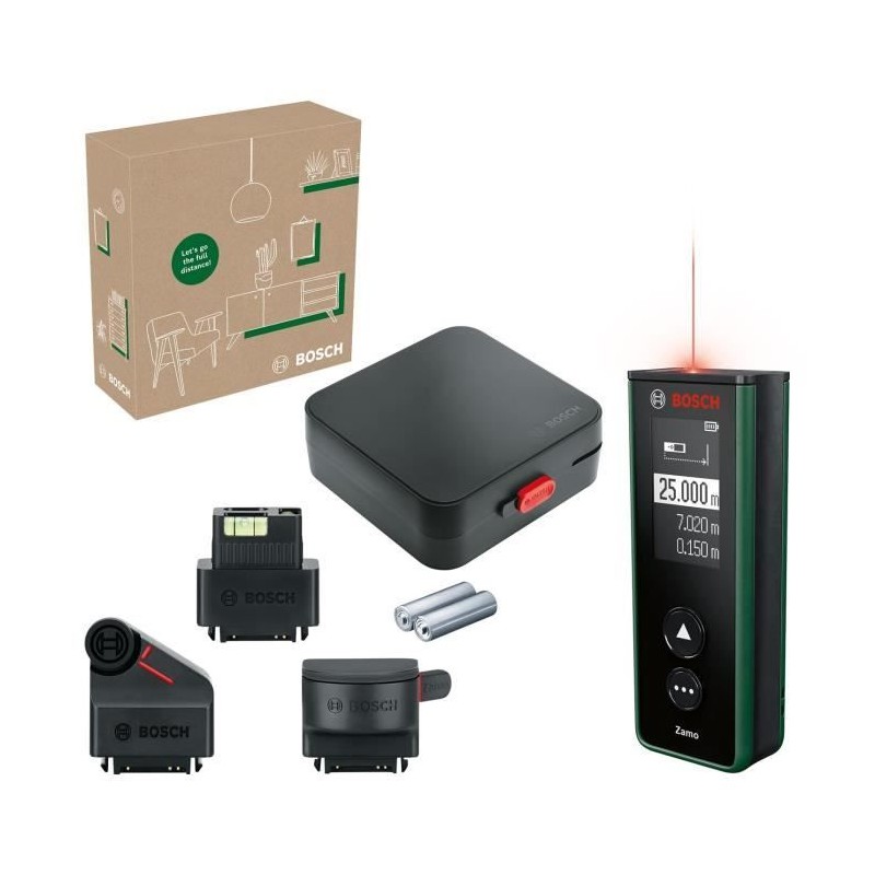 Bosch Télémetre Zamo avec 3 adaptateurs (distance de mesure jusqu'a 25m)