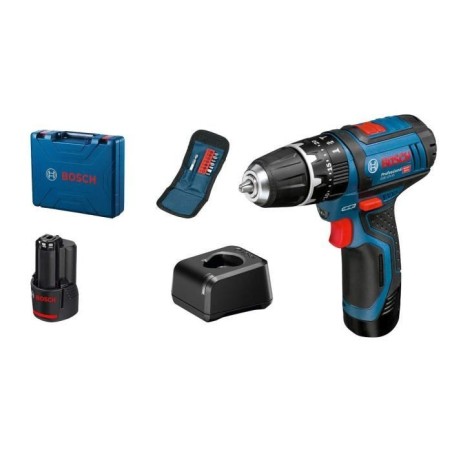 Perceuse-visseuse a percussion Bosch Professional GSB 12V-15 + 10 accessoires...