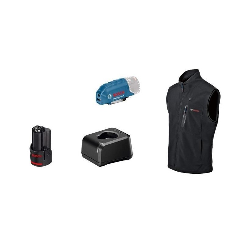 Veste chauffante Bosch Professional GHV 12+18V XA taille S, avec batterie 12V...