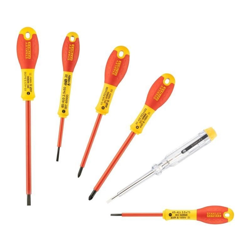 Jeu de 6 Tournevis Isolés 1000V - STANLEY FATMAX - 0-65-443 - Electricien + P...