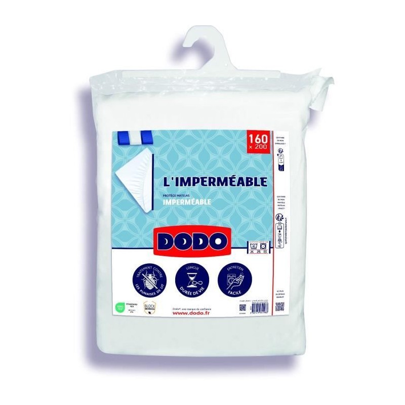 Protege matelas imperméable - 160x200 cm - Coton/Polyester - Anti punaise de lit