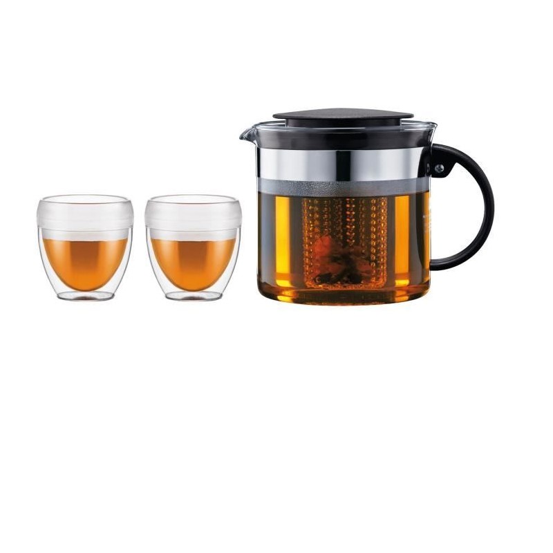 Théiere filtre - BODUM - BISTRO SET - 1.0 l en plastique + 2 gobelets double ...