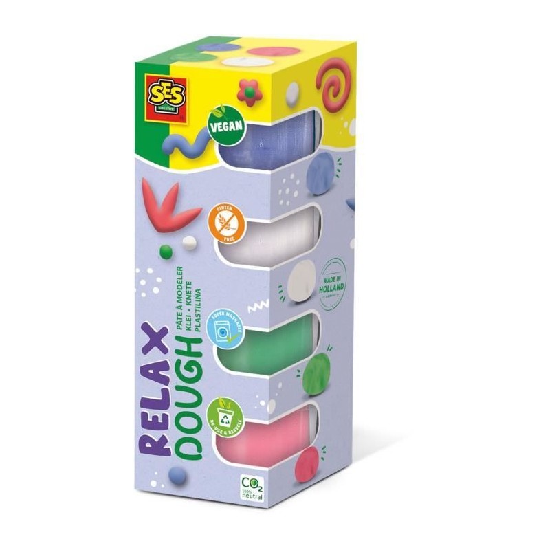 Pâte a modeler - SES CREATIVE - Feel good - Relax (4x90gr) - Végane - Lavable...