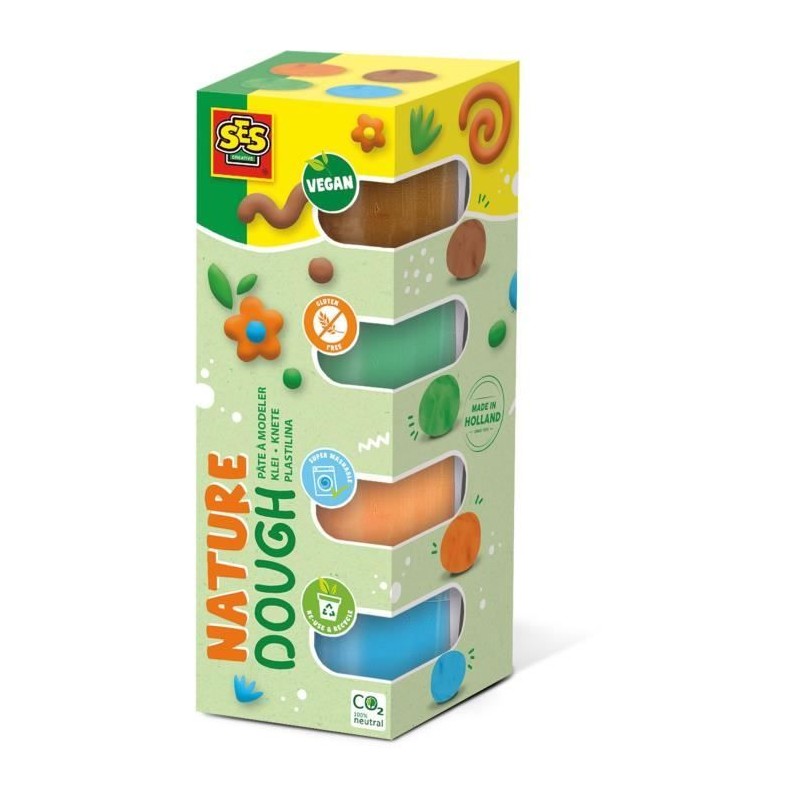 Pâte a modeler - SES CREATIVE - Feel good - Végane - Sans gluten - Lavable (4...