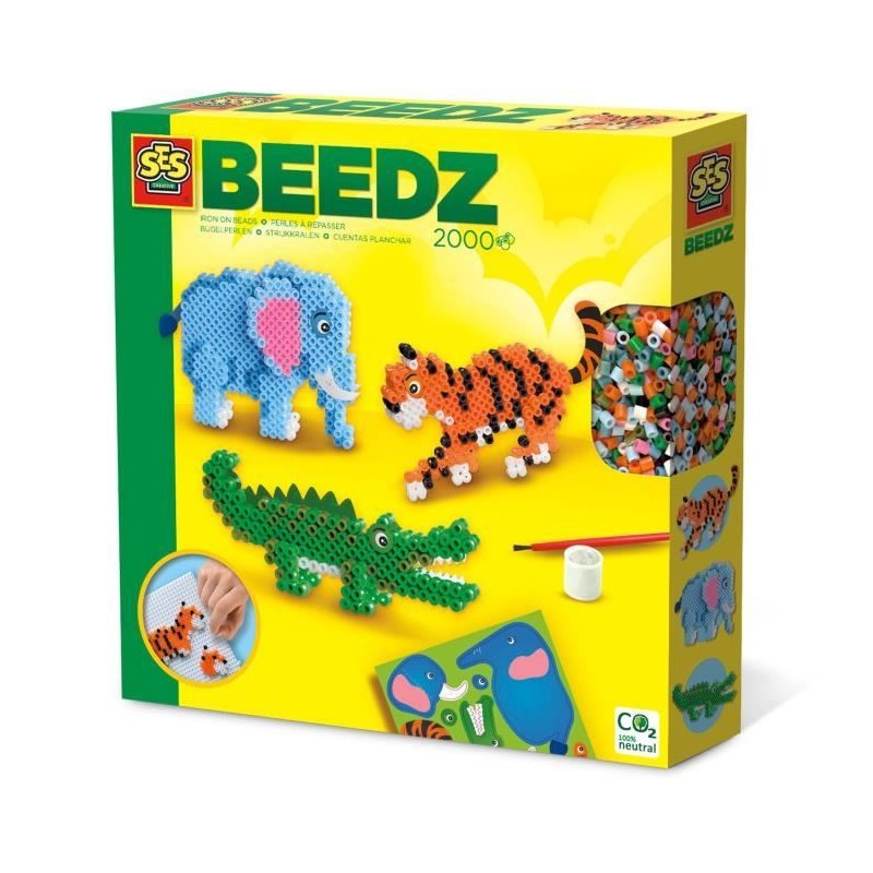 Perles a repasser - Animaux Safari - SES CREATIVE - Crée des animaux en 3D co...